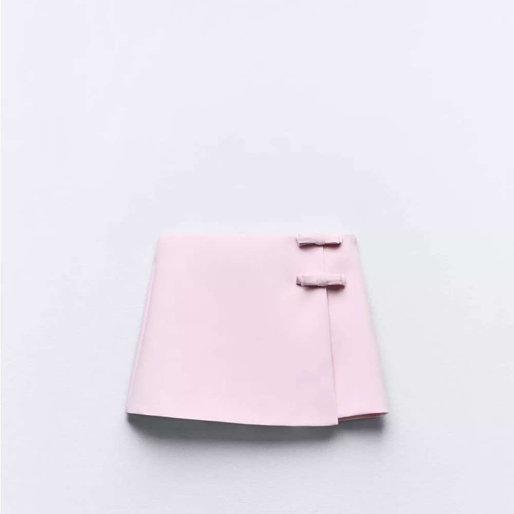 Zara Pink Asymmetrical Wrap Mini Skirt